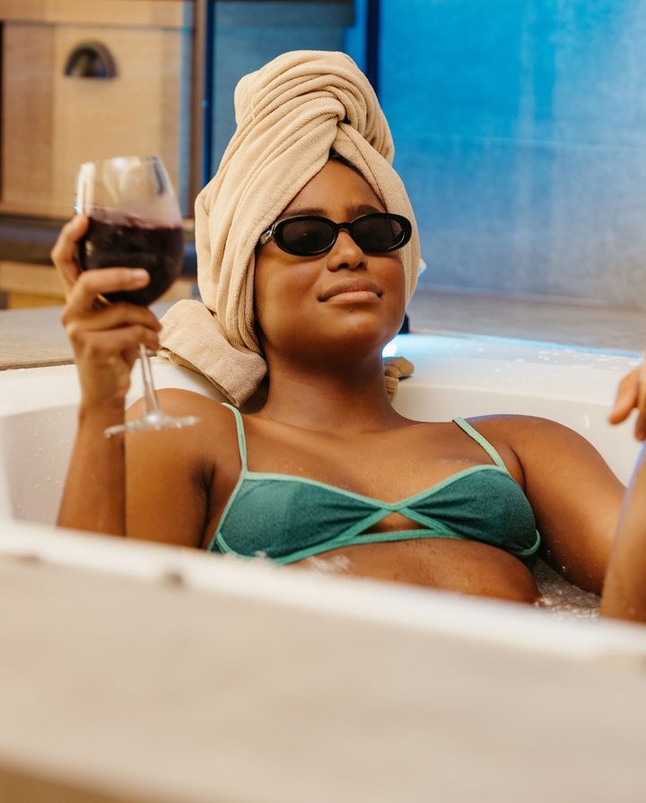 Relaxing in an Earth Spa hot tub