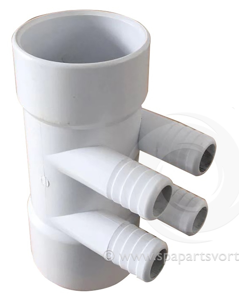 [PL-10515] Las Water Water Manifold 2" S x 2" S x 3/4" RB (4 Barb)